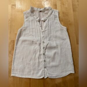 Faherty White Sleeveless Button-Up Blouse